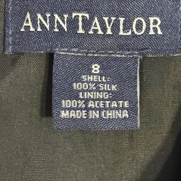 Ann Taylor 100% silk trench coat paisley printed black size 8 - Picture 5 of 7